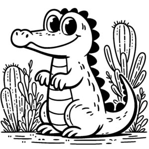 Funny crocodile coloring page