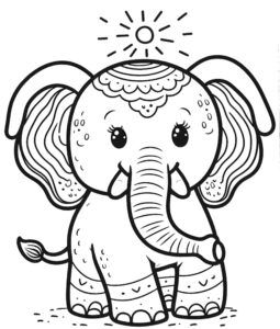 Simple elephant outline coloring page