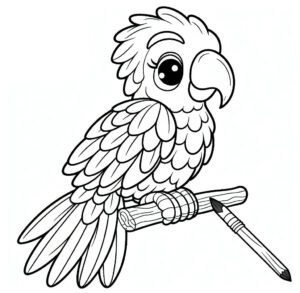 Tropical parrot coloring page
