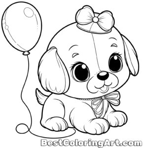 puppy with a balloon