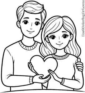 Couple in love with a heart