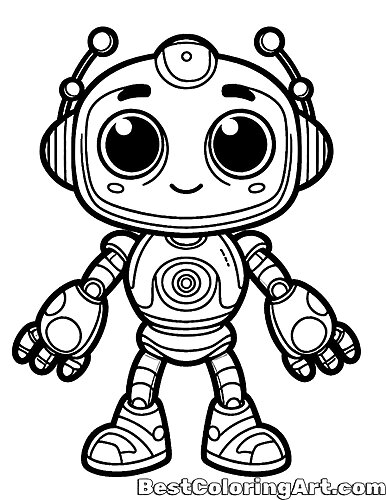 Funny robot coloring page - Printable & Free PDFs