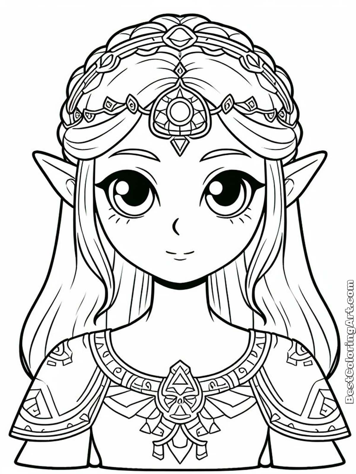 Princess Zelda - The Legend of Zelda Coloring Page - Printable & Free PDFs