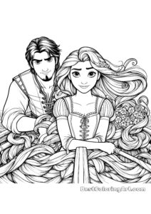 Rapunzel and Flynn on a boat