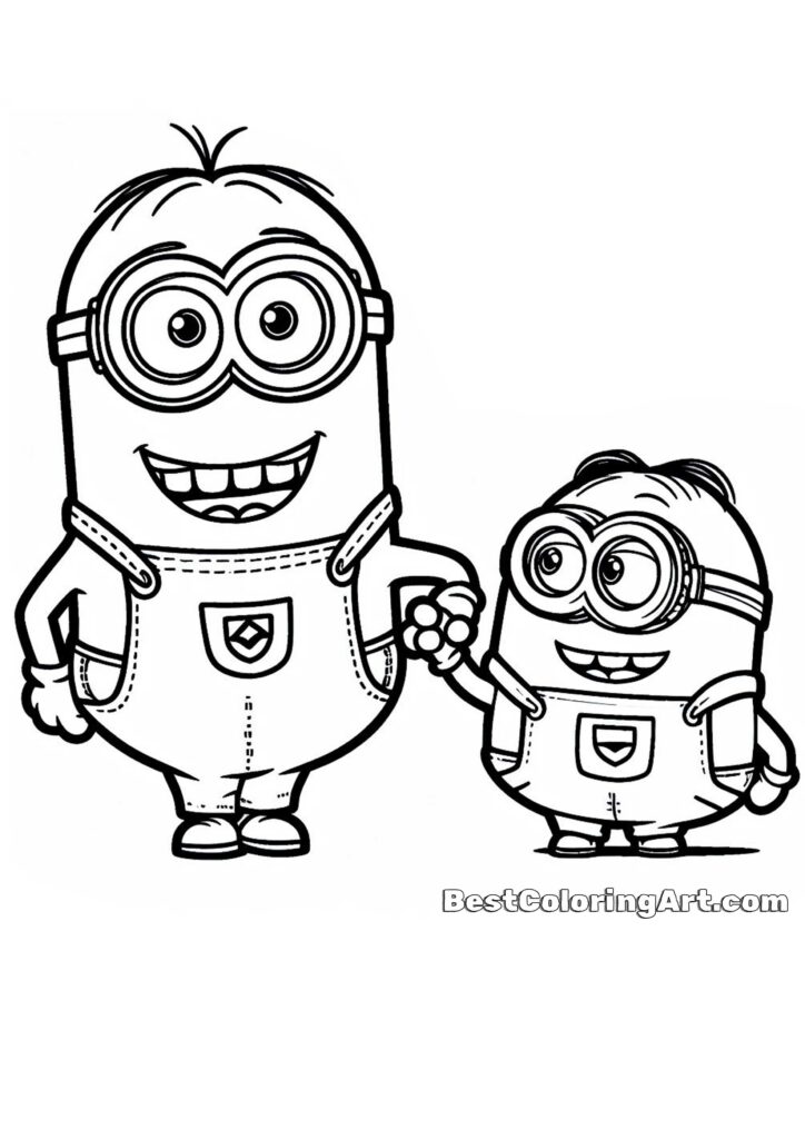 Two Minions Coloring Page - Printable & Free PDFs
