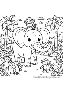 elephants with monkeys