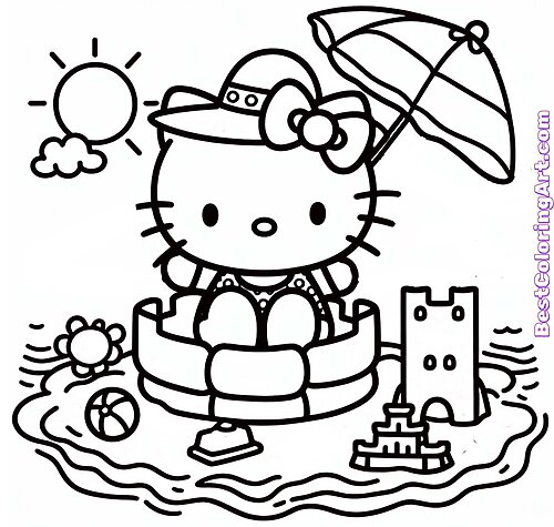 hello kitty in the sand castle