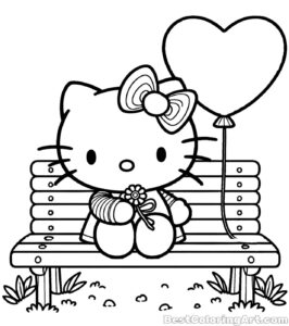 hello kitty on the bench