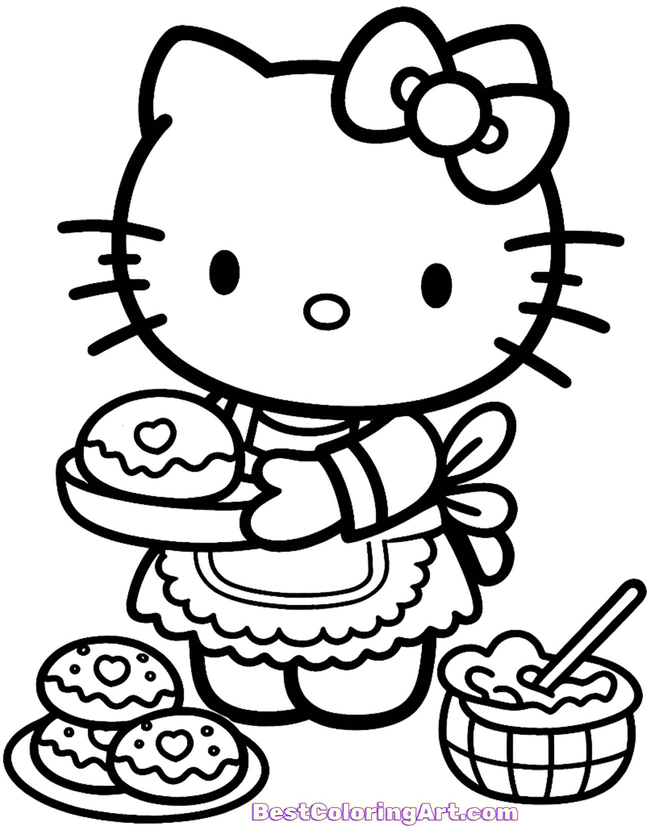 hello kitty with cookies Coloring Page - Printable & Free PDFs