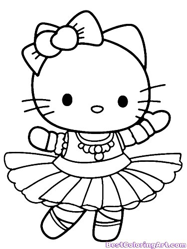 simple hello kitty ballerina Coloring Page - Printable & Free PDFs