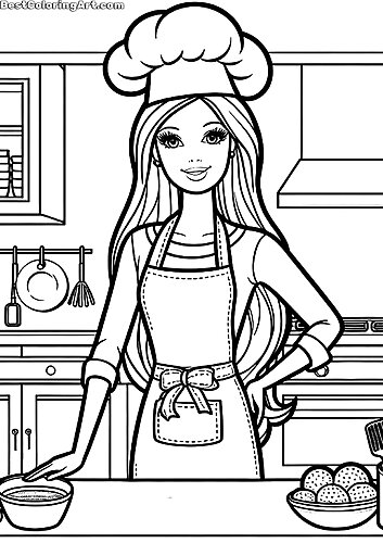 Barbie in the kitchen Coloring Pages - Printable & Free PDFs