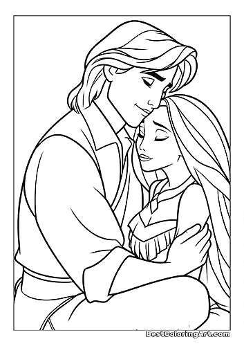 Pocahontas and John Smith Coloring Page - BestColoringArt.com