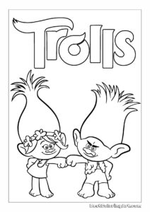 Poppy and Branch hug - Trolls Coloring Page - Printable & Free PDFs