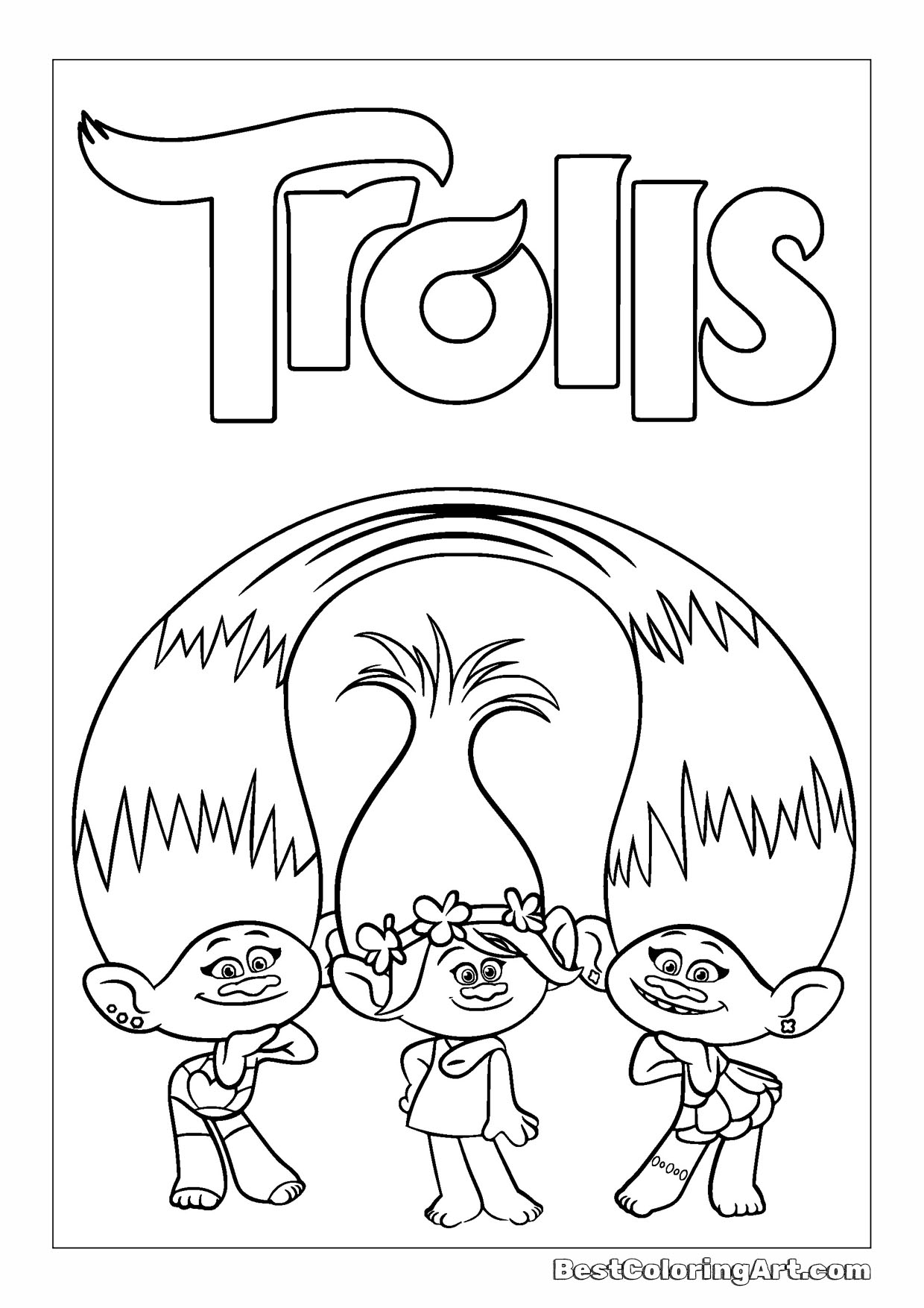 Poppy and Branch hug - Trolls Coloring Page - Printable & Free PDFs