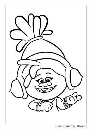 Poppy with headphones - Trolls Coloring Page - Printable & Free PDFs