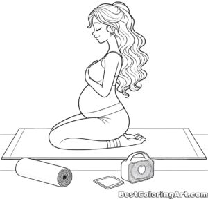 Pregnant Barbie practices yoga