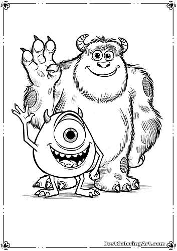 Sully i Mike - Monsters Inc Coloring Page - Printable & Free PDFs