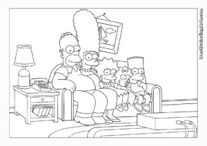 The Simpsons family on the couch