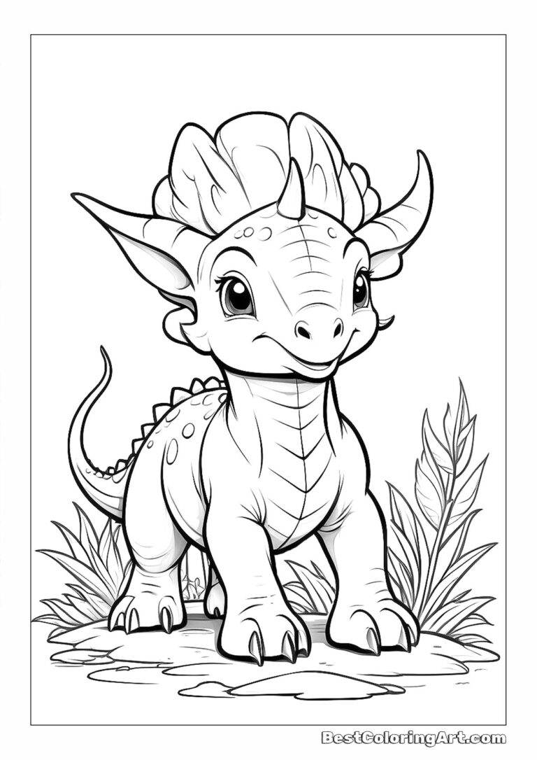 Young Triceratops - Dinosaur Coloring Page - Printable & Free PDFs