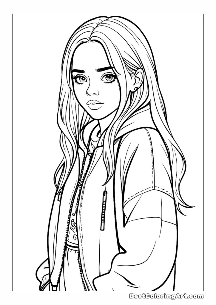 Billie Eilish coloring page - Printable & Free PDFs