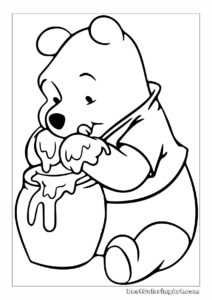 Winnie the Pooh eats honey
