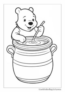 Winnie the Pooh with a pot of honey