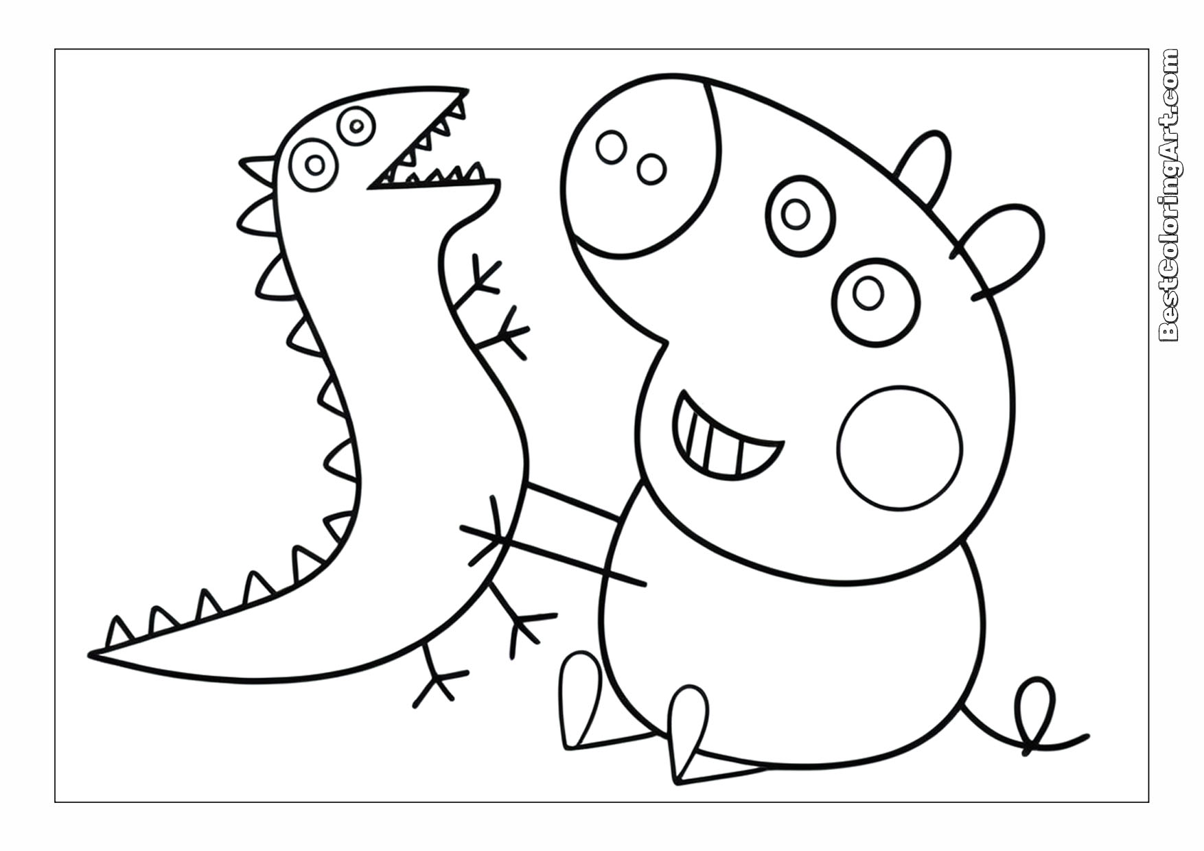 george-and-dinosaur - peppa_pig_coloring_page - Printable & Free PDFs