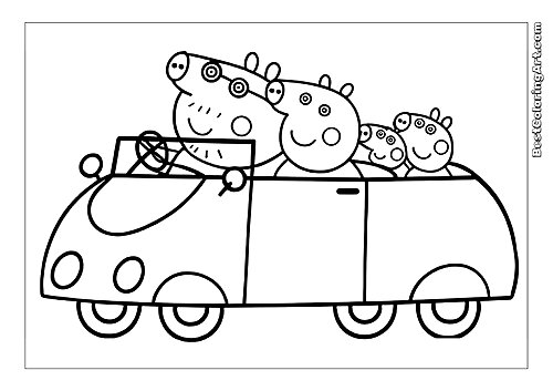 Peppa pig family in the car
